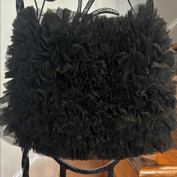 Black Ruffled Crop Top - Picture 1 of 1